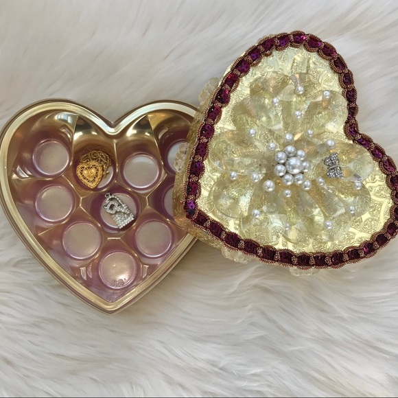 💝Crystal Heart Box Vintage Jewelry Valentine - Picture 10 of 15